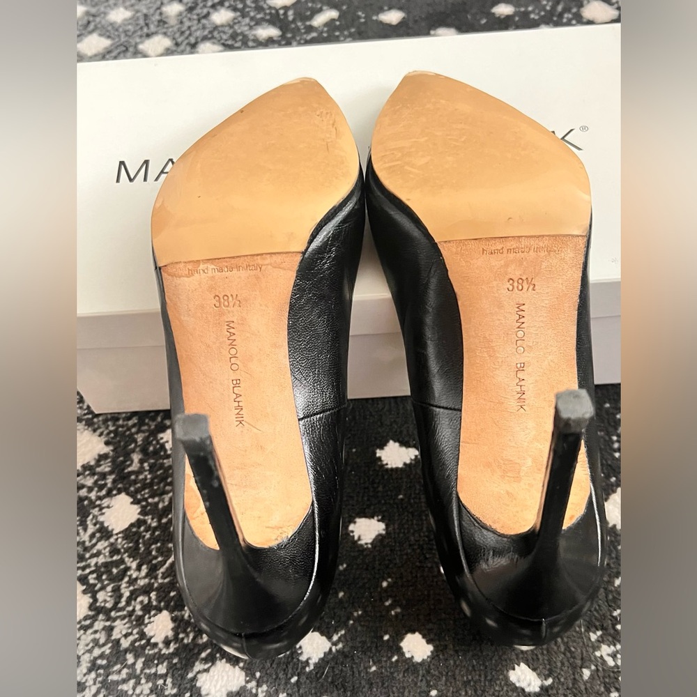 Manolo Blahnik BB 105 Black kidskin leather pump 38 1/2 8HB - Picture 12 of 14
